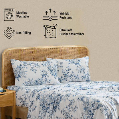 Rose Toile Blue-