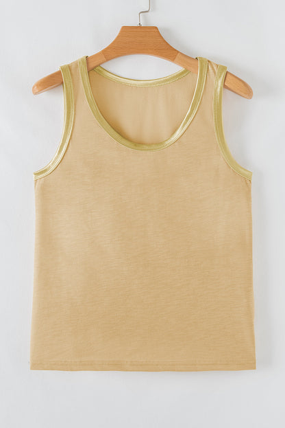 Skyla Metallic Sheen Tank Top - Threaded Pear