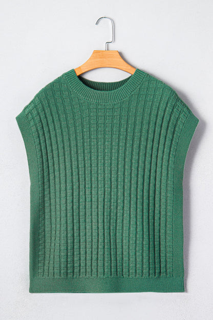 Threaded Pear Birdie Textured Short Sleeve Sweater