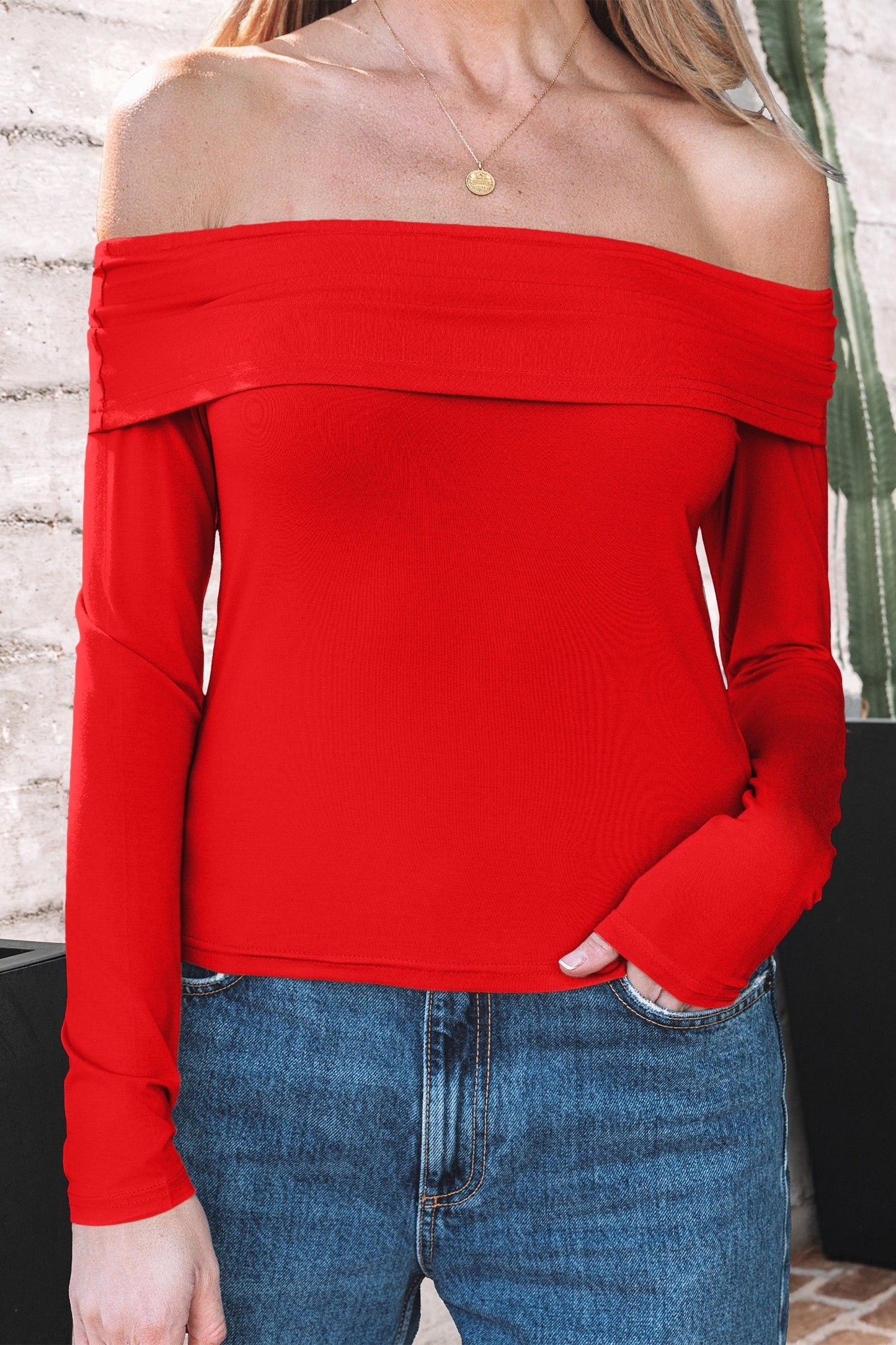 Threaded Pear Rowyn Sleeve Slim top Long Sleeve Top