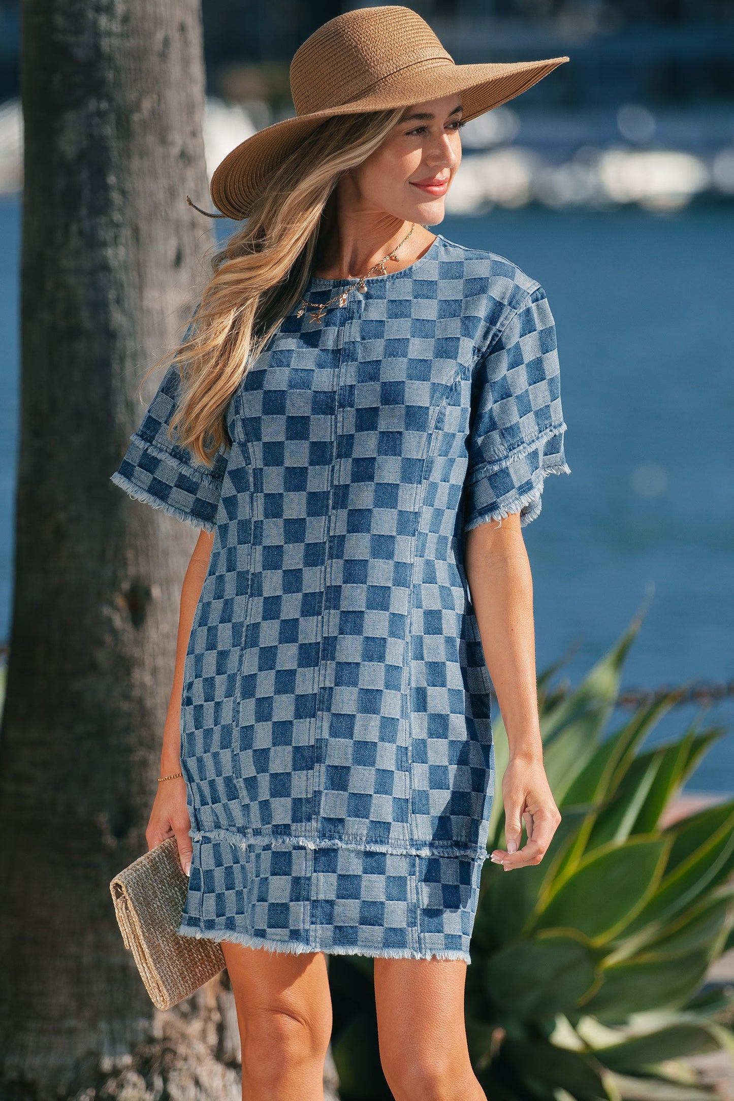 Threaded Pear Jessie Hem Checkered Mini Dress