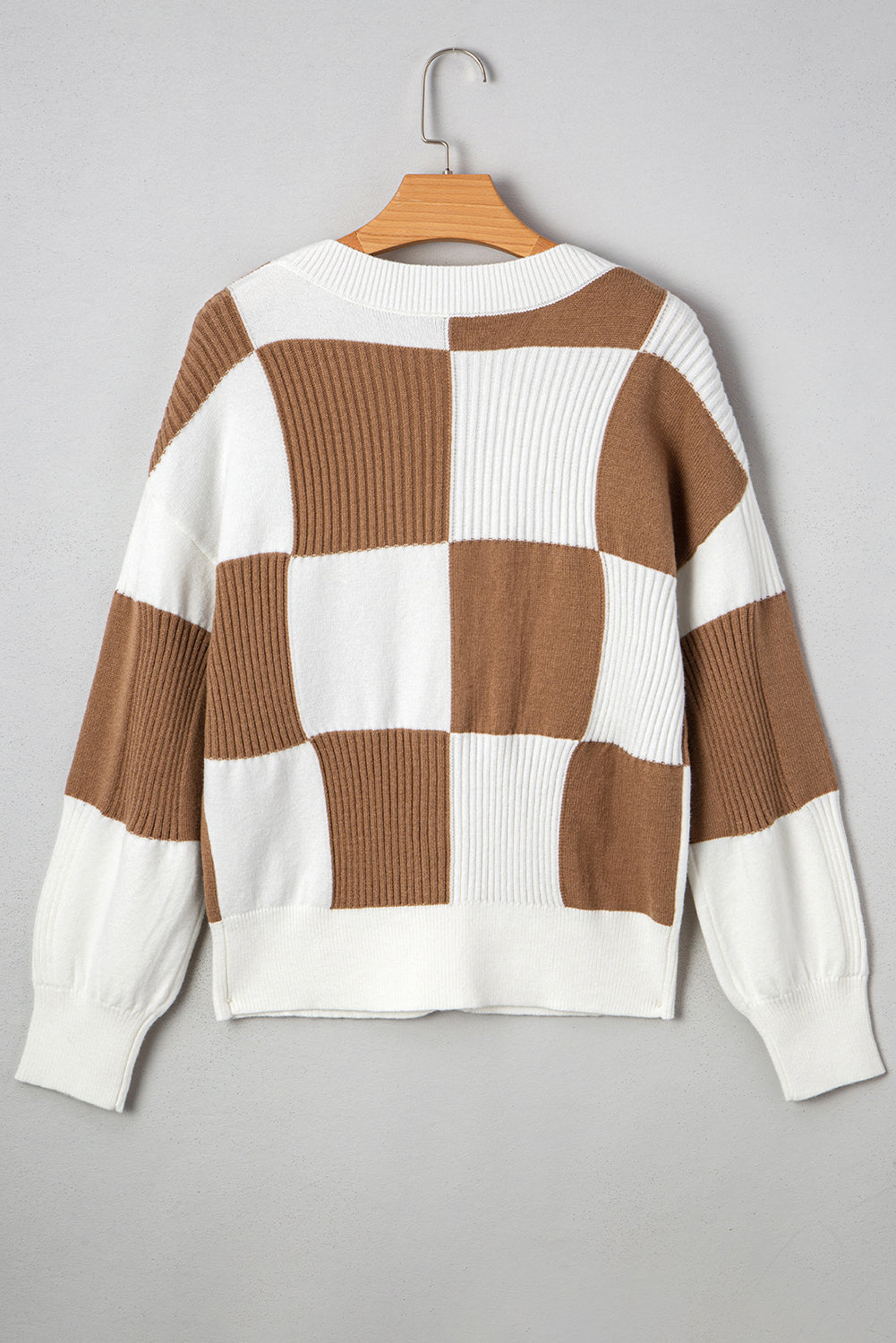 Threaded Pear Julia Checkered Button Sweater Cardigan