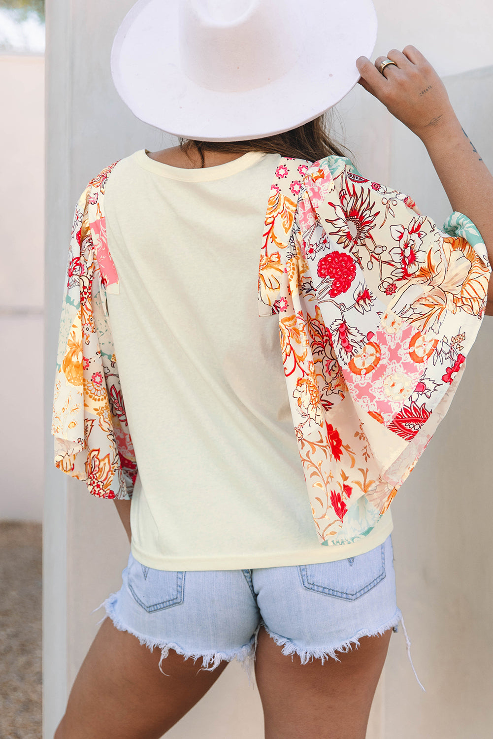 Threaded Pear Sariyah Floral Half Batwing Sleeve Blouse