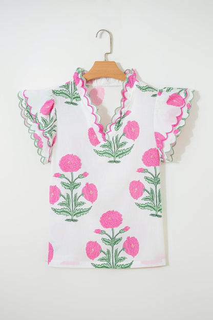 Threaded Pear Mariah Detail Short Sleeve Blouse