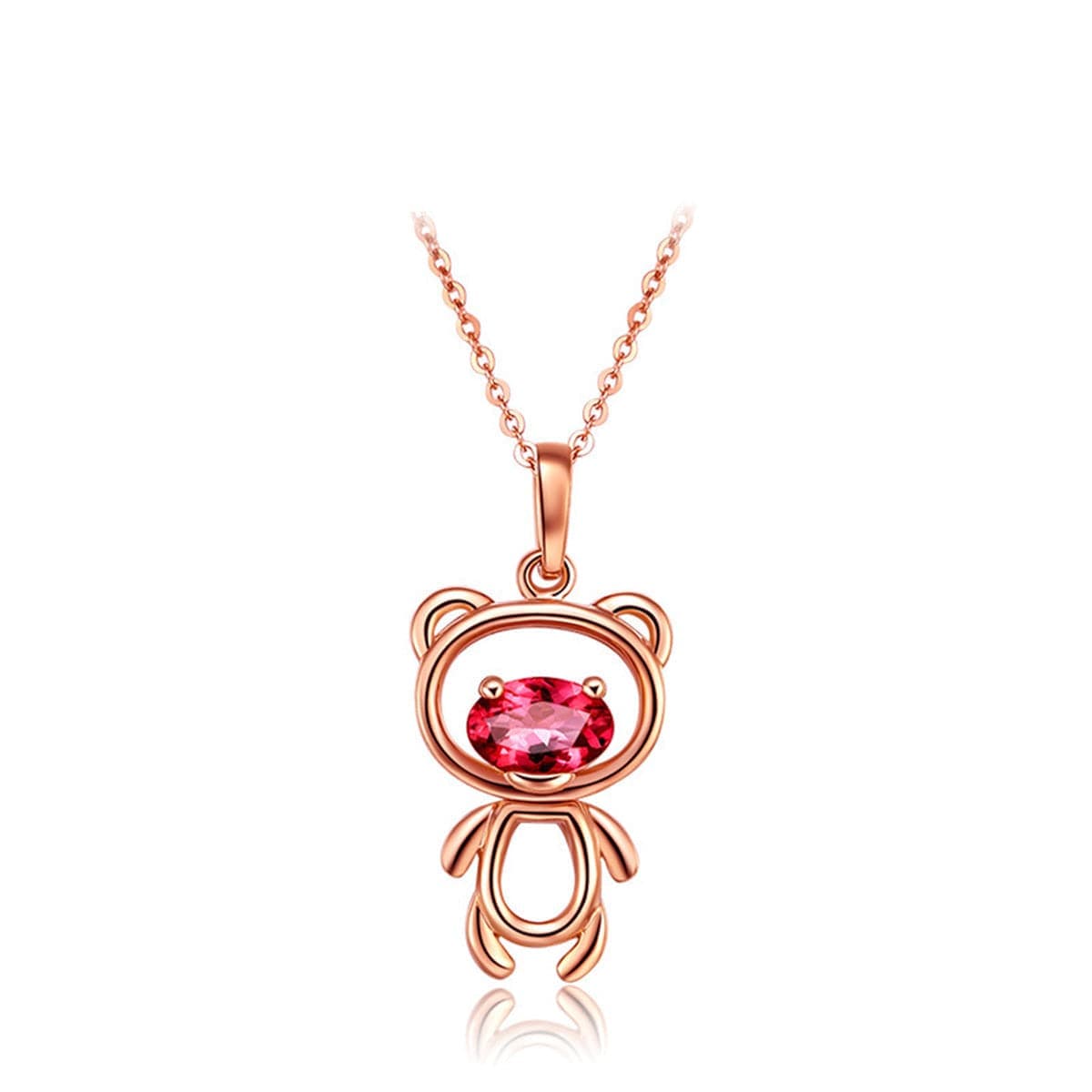 Crystal & Rose Goldtone Bear Pendant Necklace