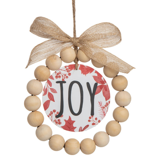 6.25 in Multicolored Wood Christmas Beaded Decor Ornament for Tree Holiday Decorations