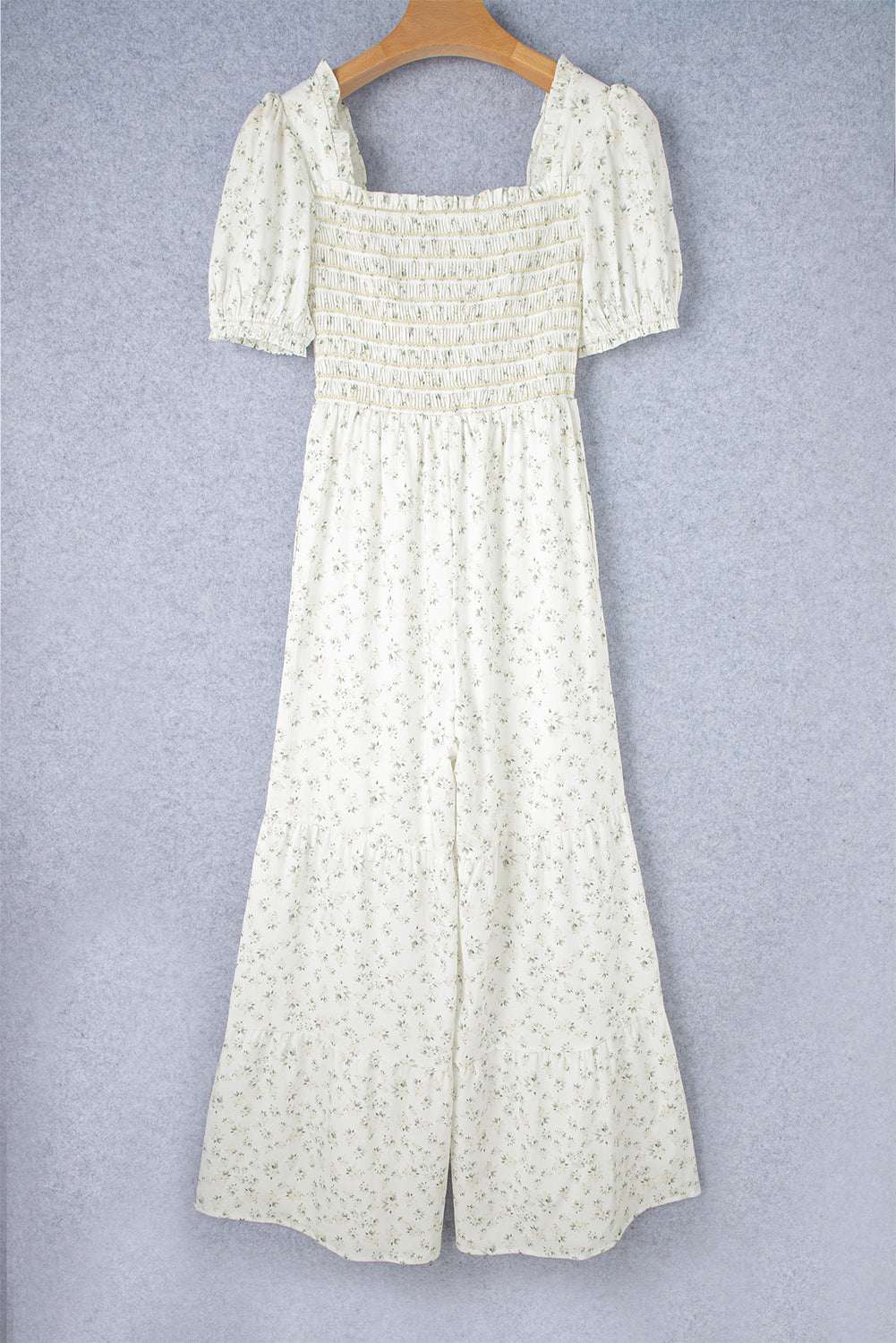 Ella Short Puff Sleeve Jumpsuit - White / L - 12/14