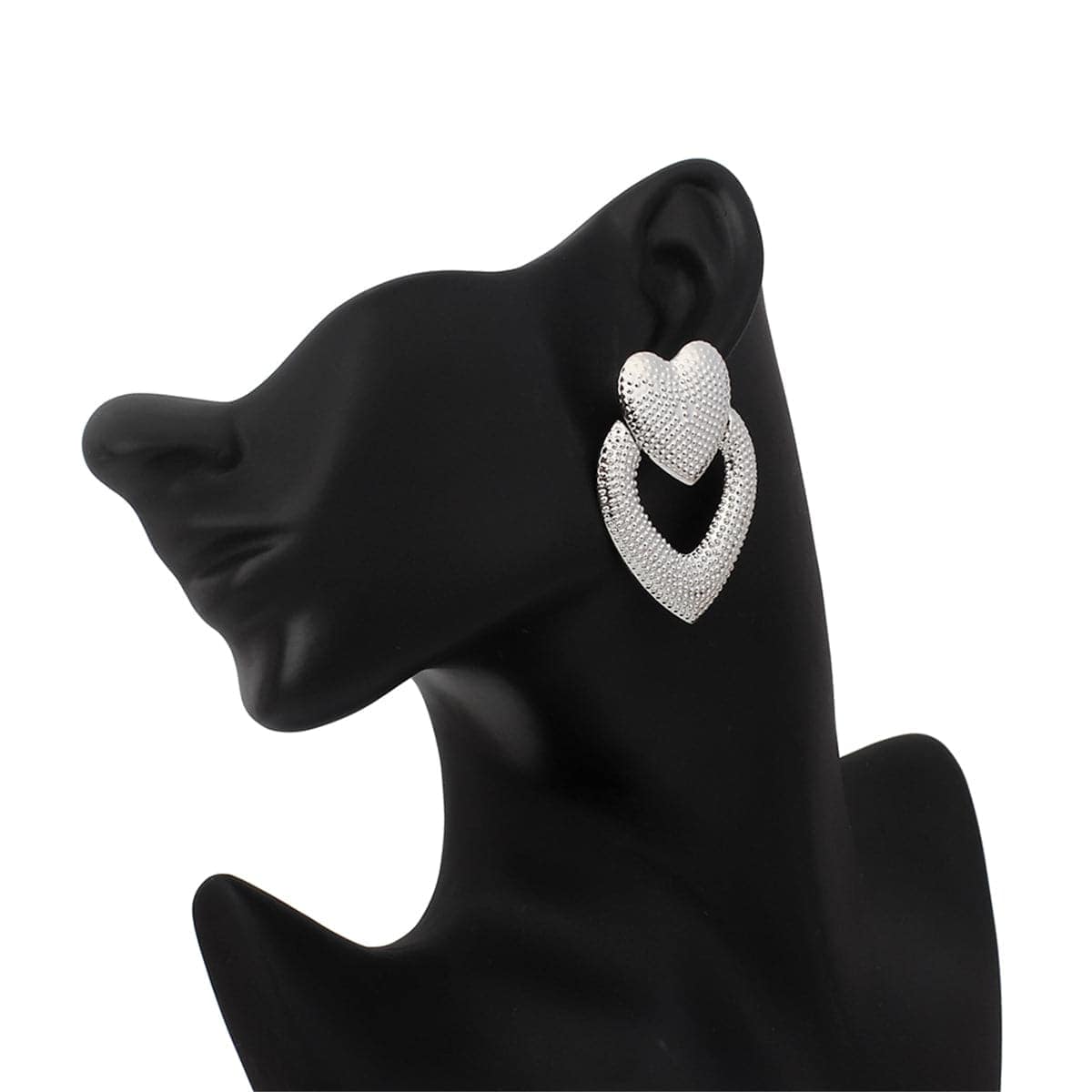 Silvertone Open Heart Milgrain Drop Earrings