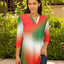 Red & Green Ombre Top