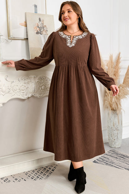 Threaded Pear Hallie High Waist Midi PLUS Dress