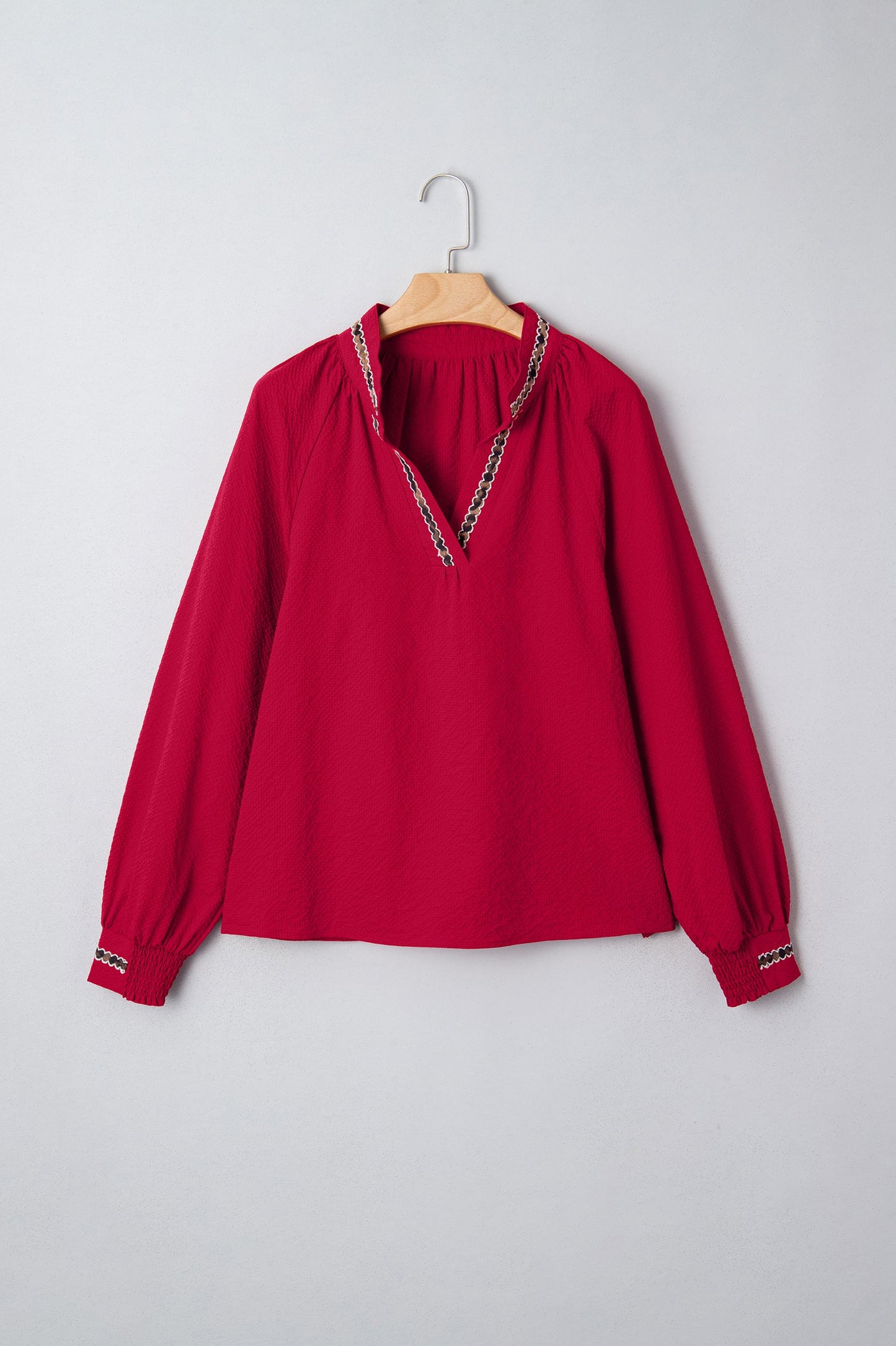 Threaded Pear Eve Jacquard Print Textured Blouse
