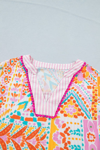 Threaded Pear Giovanna Tiered Short Sleeve Blouse