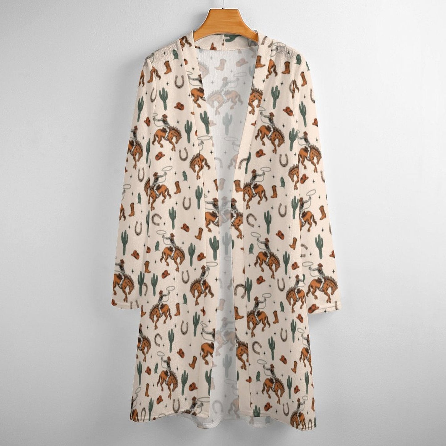 Baha Ranch Rodeo Cowboy Print Lightweight Cardigan