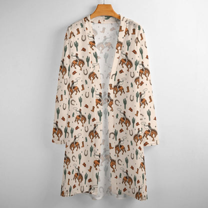 Baha Ranch Rodeo Cowboy Print Lightweight Cardigan