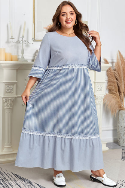 Threaded Pear Amy Patchwork Shift Long PLUS Dress