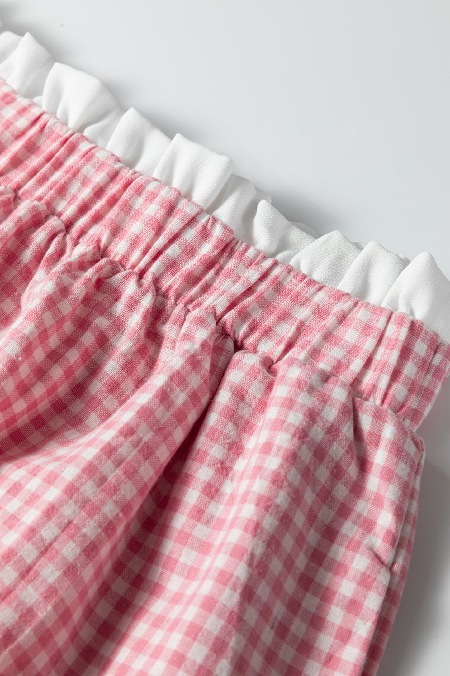 Threaded Pear Daphne Trim Plaid Print PLUS Shorts