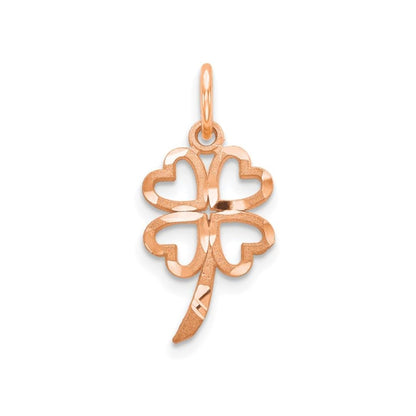 10K Rose Gold Four Leaf Clover Charm Pendant