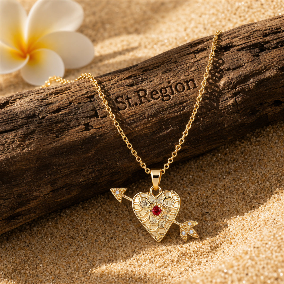 Cubic Zirconia & Goldtone Cupid Arrow Pendant Necklace