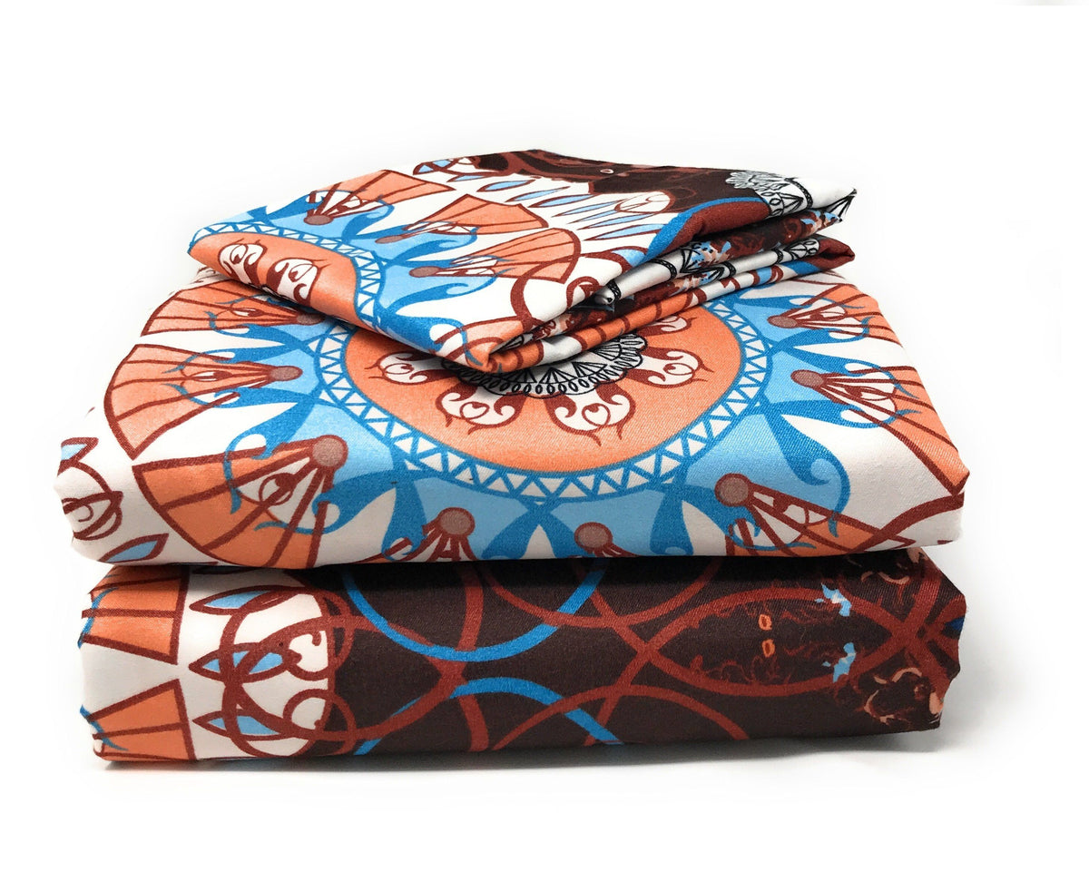 Tache Burgundy Palace Paisley Medallion Bed Sheet Set (2810FITFLT)