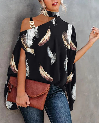 Women’s V-Neck Printed Off-Shoulder Vest Top