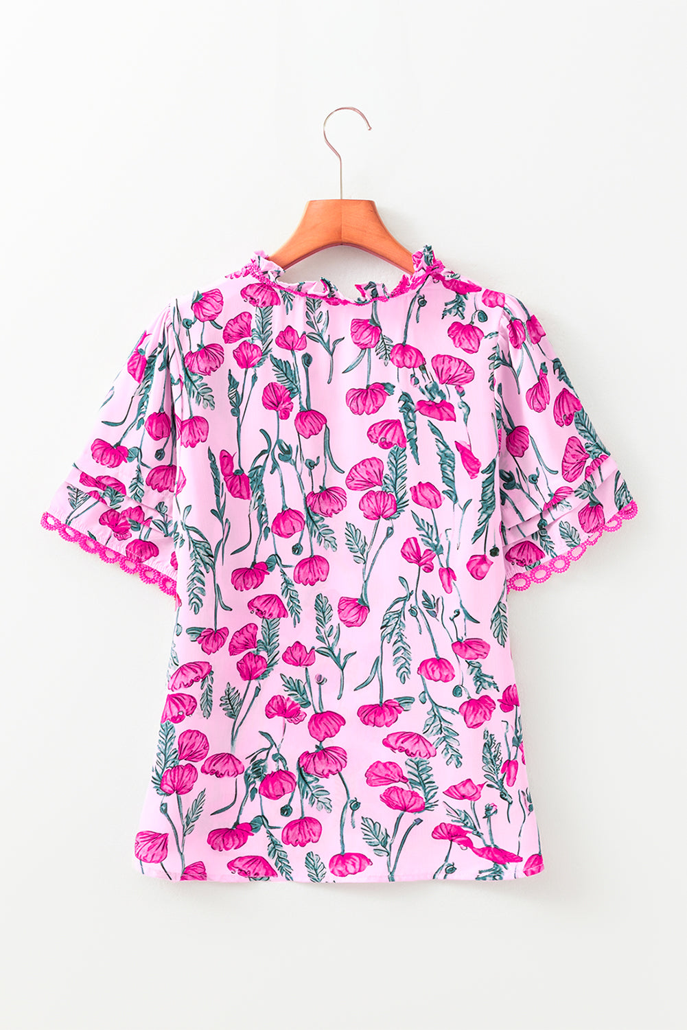 Threaded Pear Ruby Detail Frilled Summer Blouse