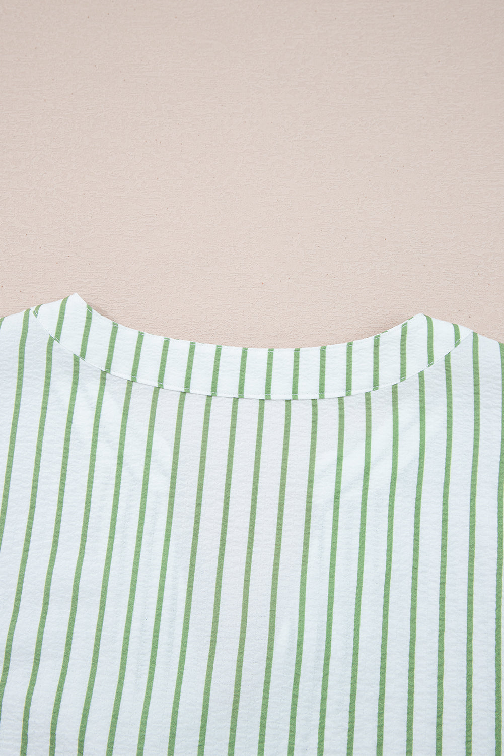 Threaded Pear Ashley Stripe Flower Puff Sleeve V Neck Babydoll Blouse