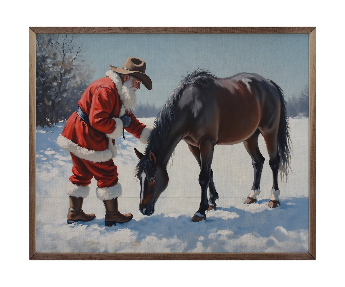 Kendrick Home Santa With Curious Black Horse