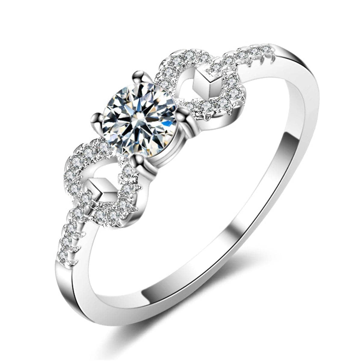 Crystal & Silvertone Bow Ring-3