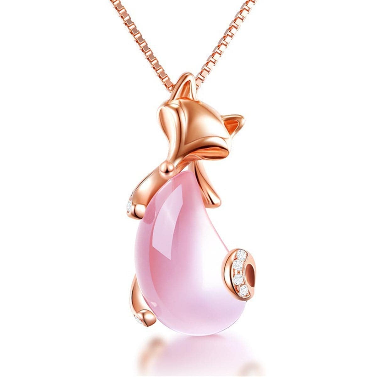 Ross Quartz & Rose Goldtone Fox Pendant Necklace