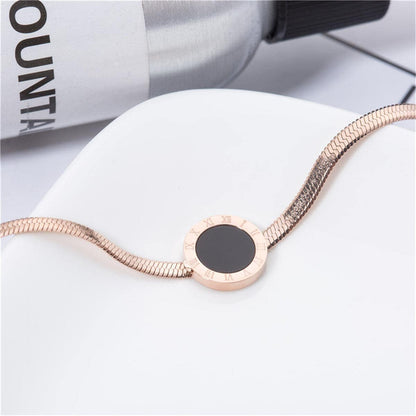 Black Shell & Rose Goldtone Roman Numeral Bracelet