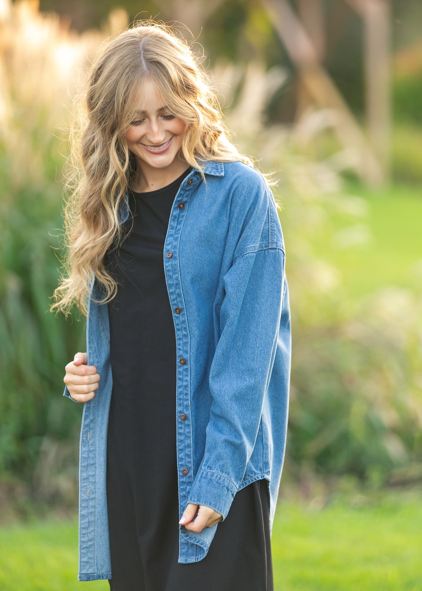 Betty Denim Button Up Top