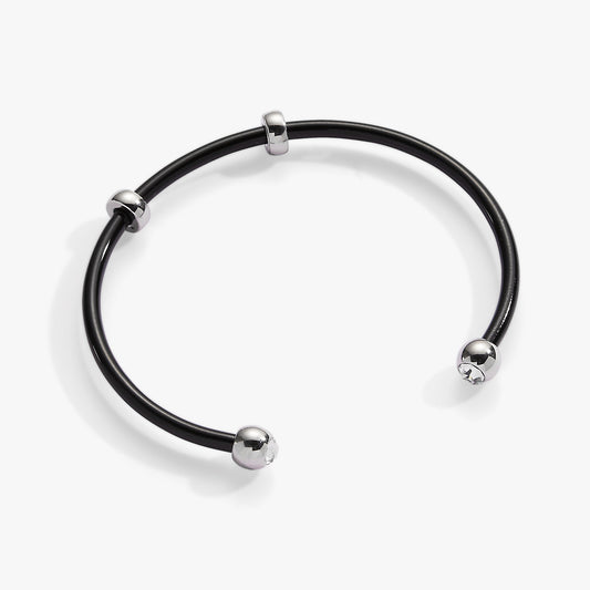 Bezel Stone Enamel Cuff, Black
