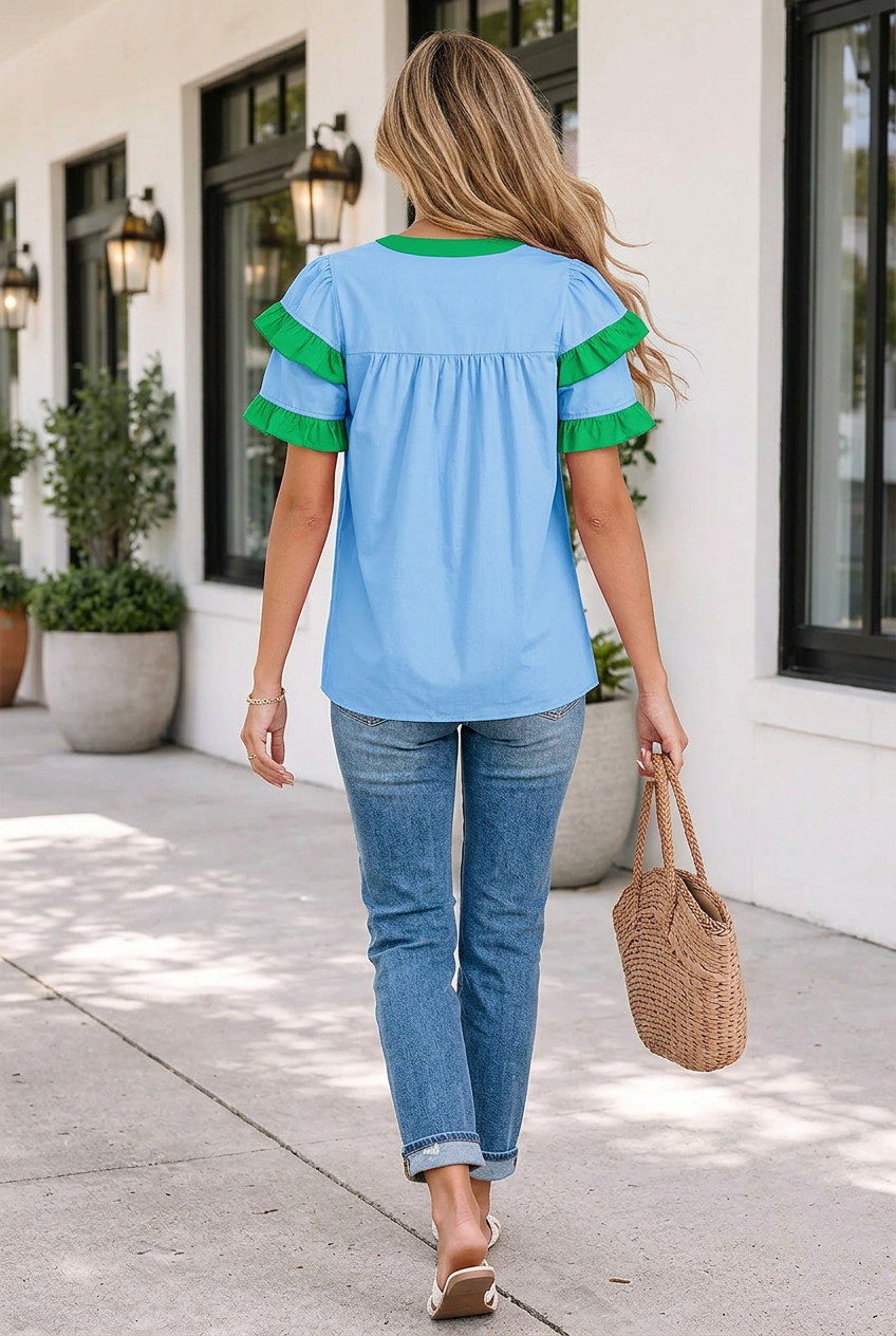Threaded Pear Lilly Short Sleeve Blouse