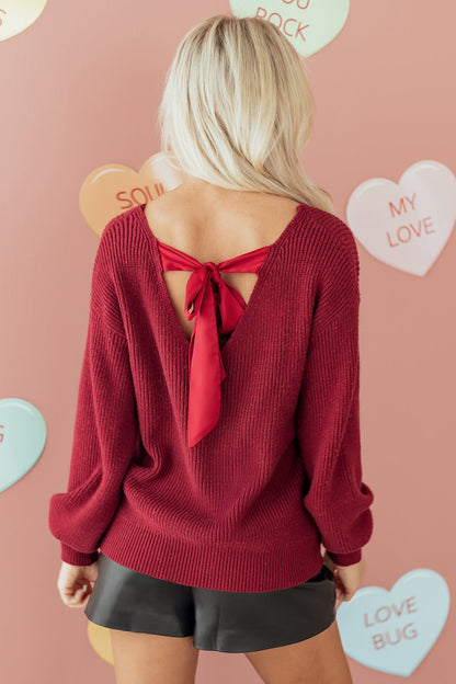 Threaded Pear Rosalina Backless Drop Shoulder Sweater