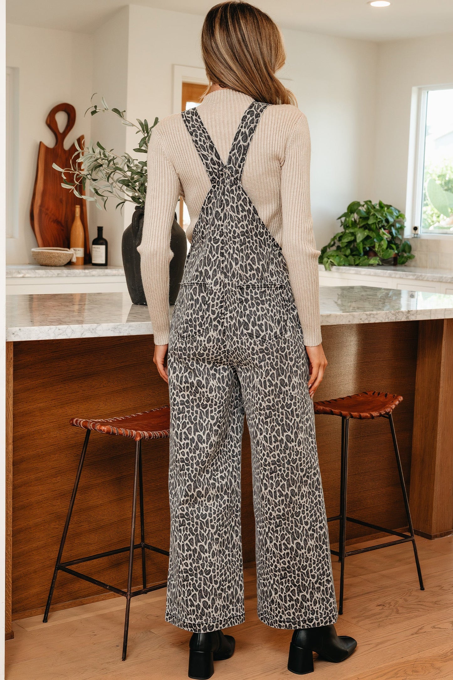 Threaded Pear Soleil Leg Loose Overall Jumpsuit