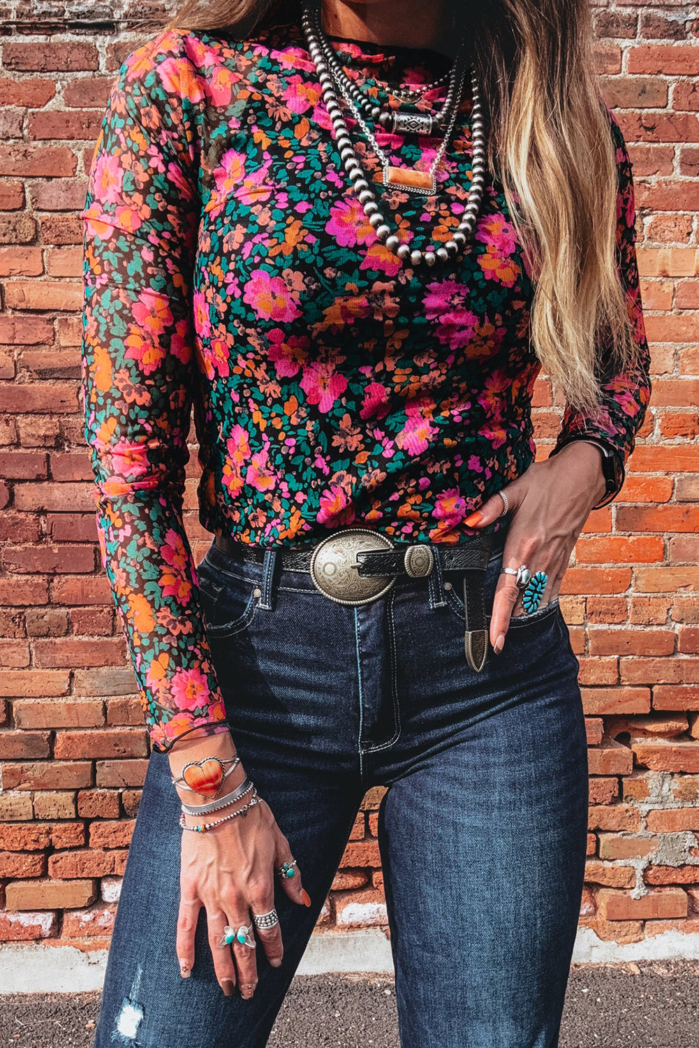 Threaded Pear Leona Sleeve Mock top Long Sleeve Top