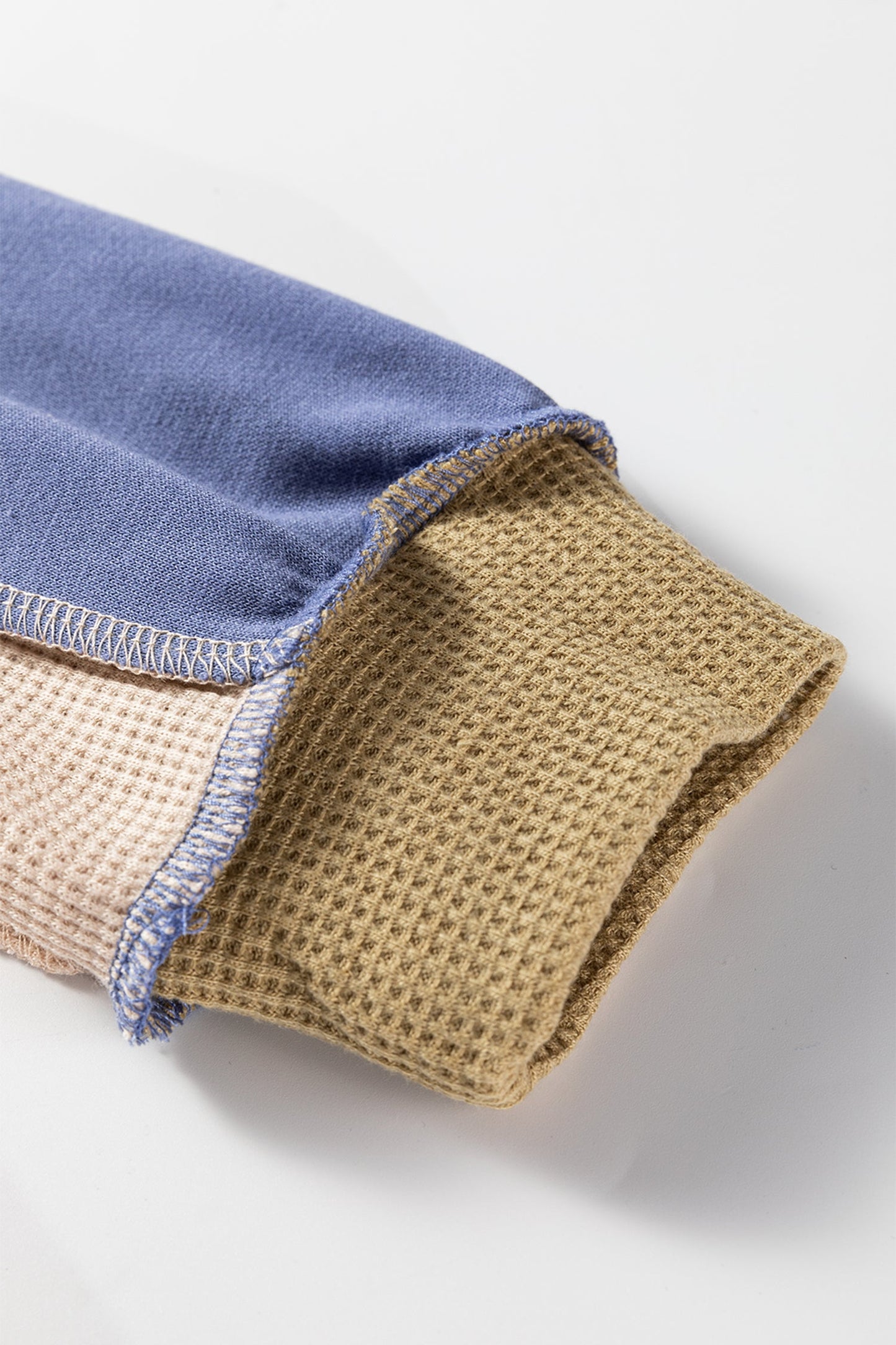 Threaded Pear Alaina Waffle Patchwork Oversize Sweatshirt
