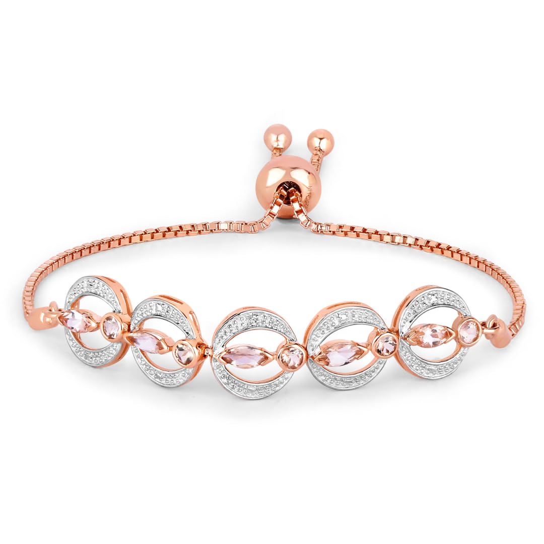 Marquise Pink Morganite & Diamond Celestial Bolo Adjustable Bracelet