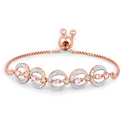 Marquise Pink Morganite & Diamond Celestial Bolo Adjustable Bracelet