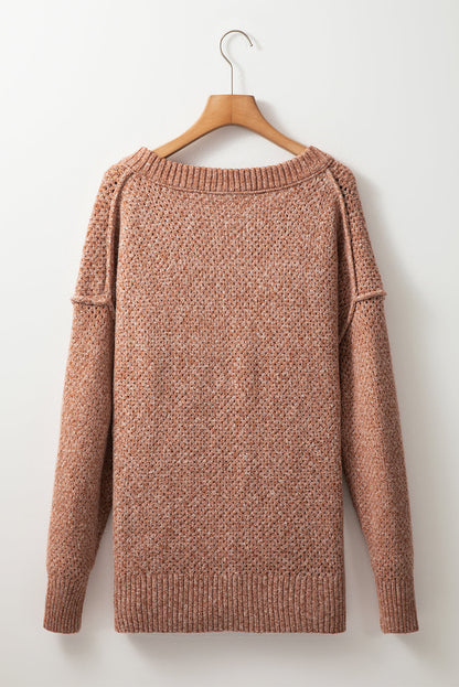 Threaded Pear Luciana Eyelet Drop Shoulder Sweater