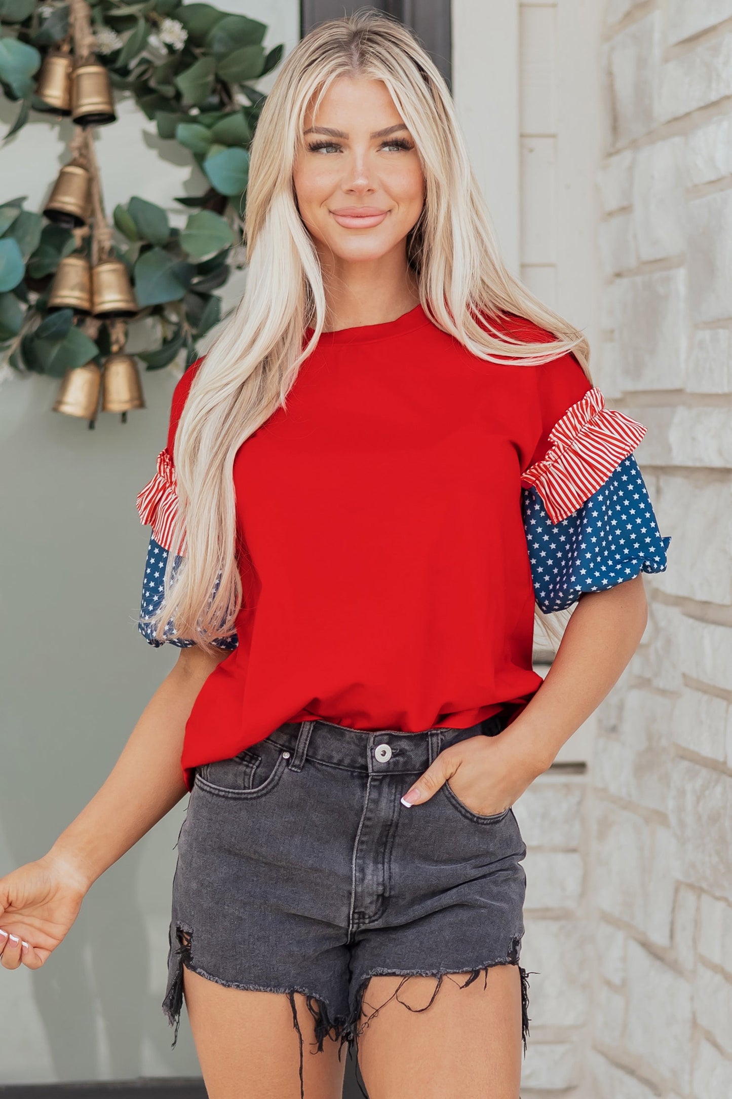 Threaded Pear Aspyn Short Puff Sleeve Top