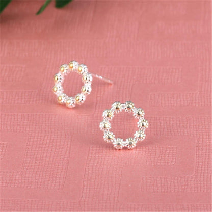 Two-tone Sunflower Openwork Stud Earrings