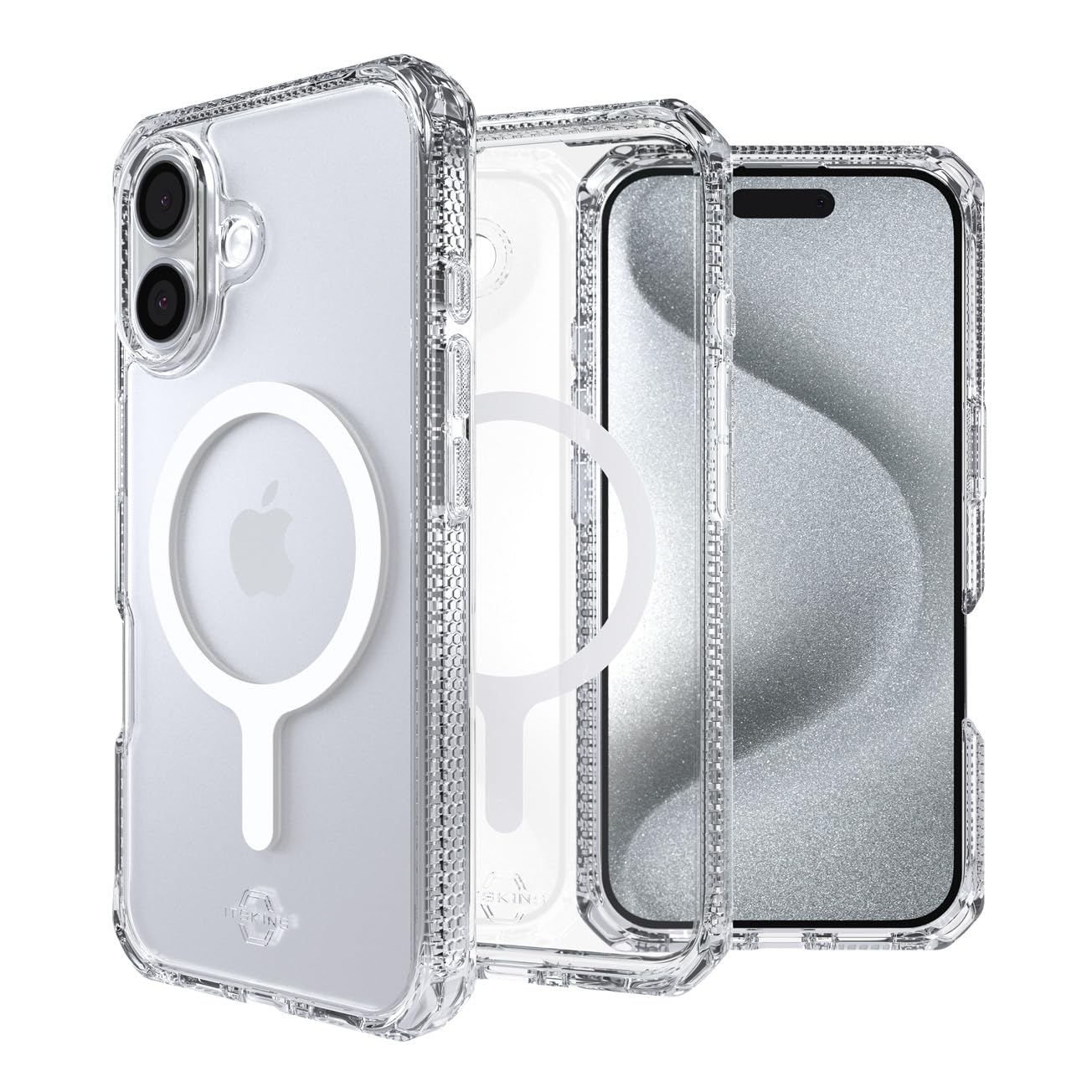 Itskins Hybrid R // Clear Magnetic Protective Phone Case for Iphone 16 Plus, Compatible with Magsafe, Slim Hybrid Case, Anti-Yellowing, Military Shockproof Cover - Transparent