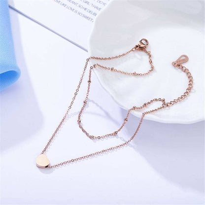 Rose Goldtone Heart Charm Layer Anklet