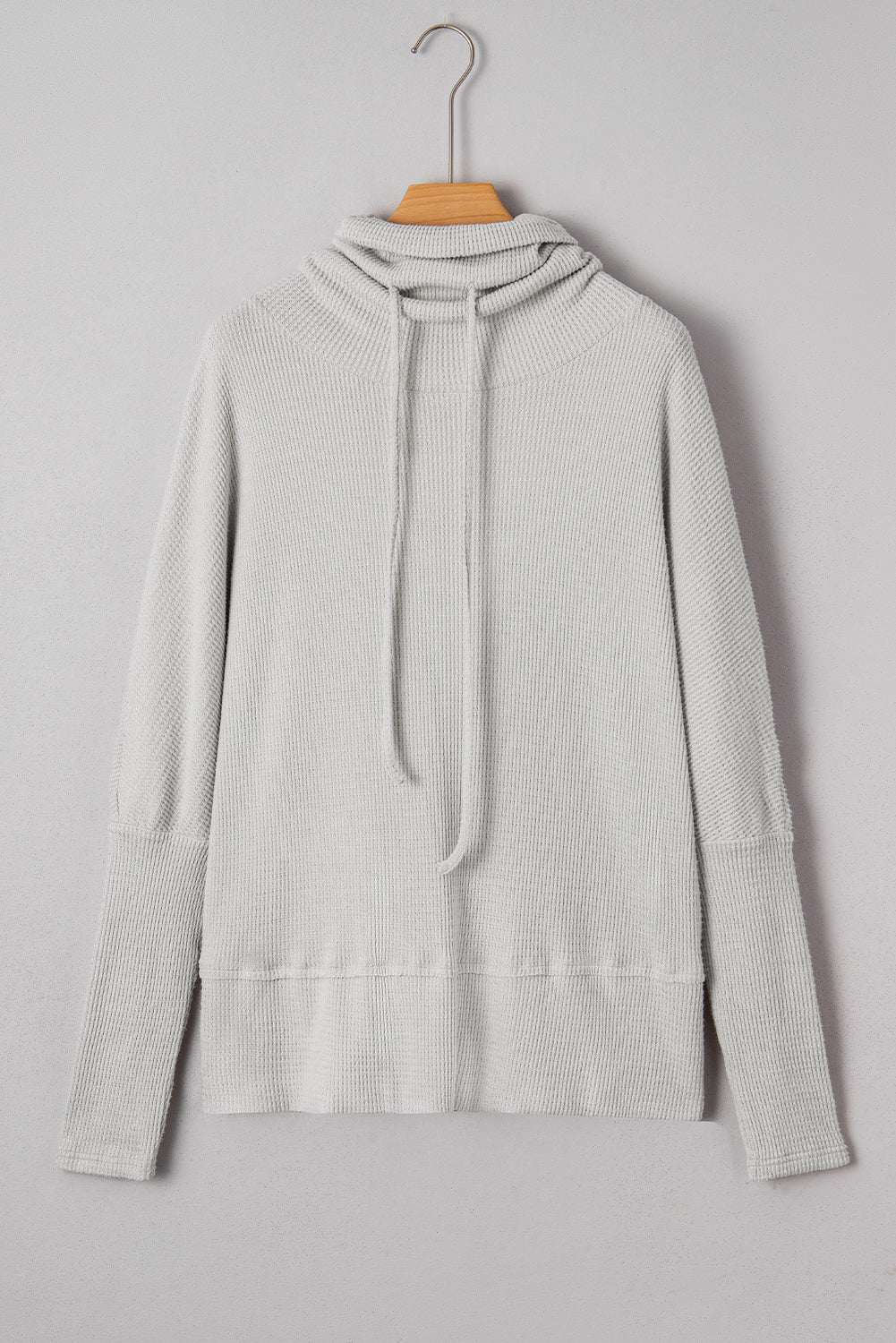 Amber Drawstring Cowl Oversize Top - Light Gray / L - 12/14
