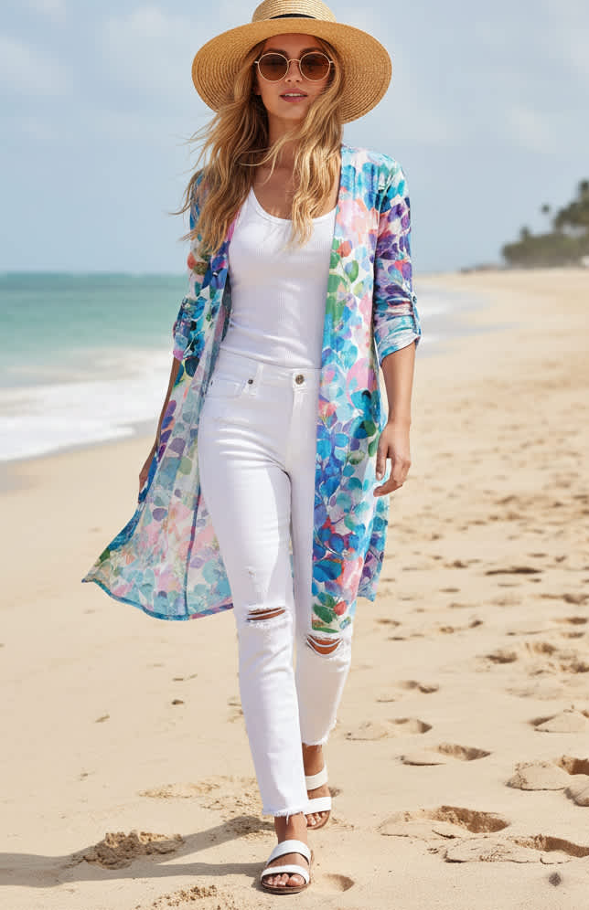 Blue Pink Watercolor Floral-