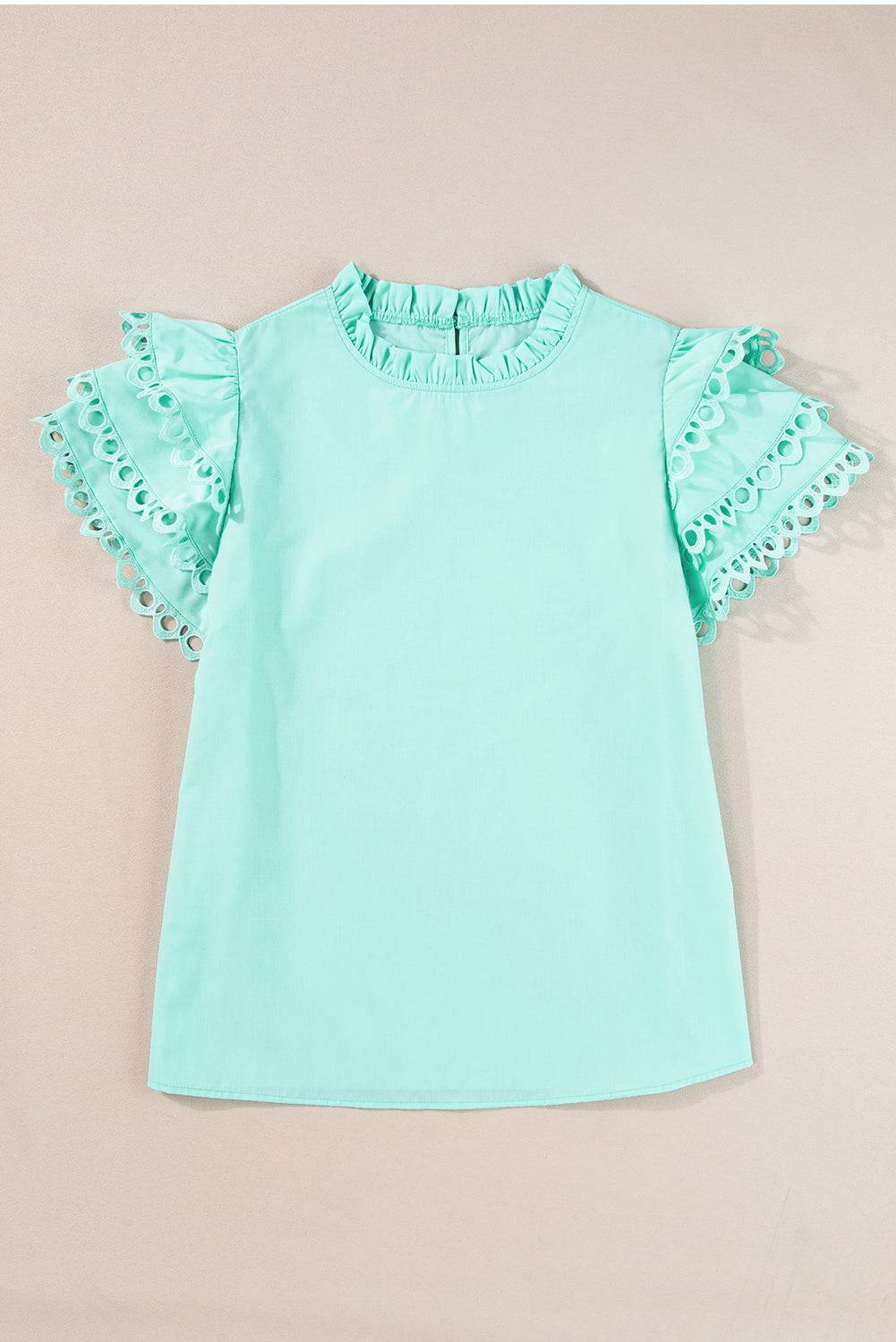 Threaded Pear Jessie Layered Ric Rac Cap Sleeve Filled Neck Blouse