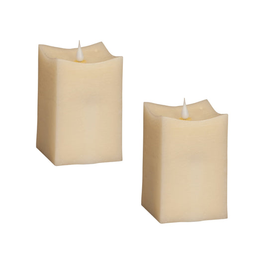 Melrose International Simplux LED Squared Candle with Moving Flame and Remote (Set of 2)