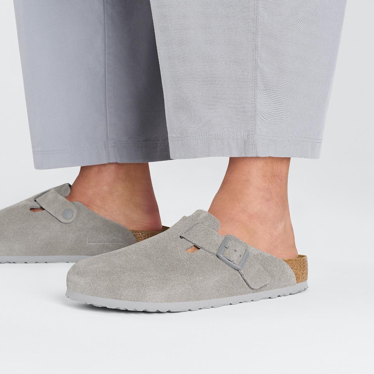 Birkenstock Unisex Kyoto Shearling Suede Leather Stone Coin