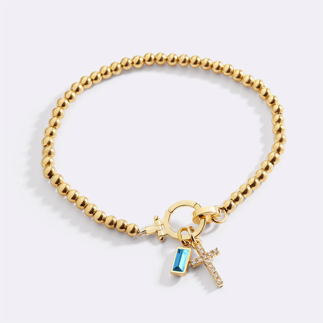 Mint & Lily Cross Charm Birthstone Bracelet